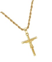 Crucifix Cross Necklace 18K Gold Plated Cross with - $91.68