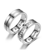 Titanium Romantic Couple Ring &quot;His Queen&quot;&quot; Her King&quot; DIY Engraved Allian... - £8.87 GBP+