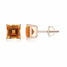 Citrine Square Solitaire Stud Earrings for Women in 14K Gold (Grade-AAA , 6MM) - £380.59 GBP