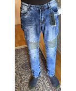 CJ Black NWT Premium Jeans Mens 34x30 Moto Skinny Flex Zipper Blue Acid ... - €17,07 EUR