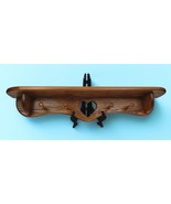 Handmade Solid Wood Wall Mount Shelf Heart Cutout 31&quot; 4 Coat Pegs Plate ... - $98.99