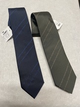 2 Givenchy Logo Embroidered Italian Made Silk Tie&#39;s, Color&#39;s, Blue &amp; Khaki  - £78.95 GBP