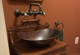 Large 20&quot; Oval  Oval Roman Copper Vessel Sink with 13&quot; Pump Faucet &amp; Drain - $359.95
