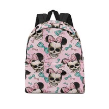 Audrey Hepburn and Mickey skulls Leisure Canvas Backpack Sport Travel Daypack - £19.66 GBP
