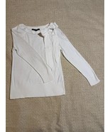 White House Black Market women&#39;s size S Ivory wool blend Bow Neck Silver... - $47.76 CAD