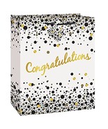 Speckled Dots Black Gold Congratulations Graduation Large Gift Bag with ... - £3.94 GBP
