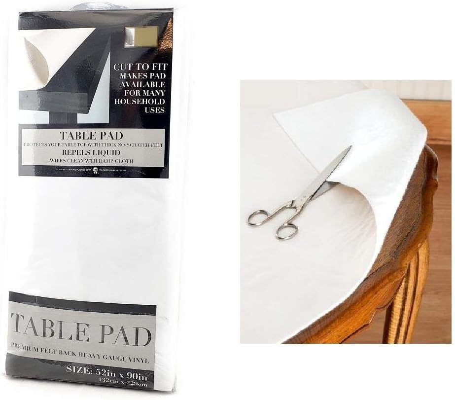 Felt Back Vinyl Table Pad Size 52&quot; X 90&quot; Cut To Fit White - $35.96