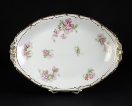 Haviland Limoges Schleiger 442D Pink Rose Oval Platter, Antique Double Gold 12&quot; - £47.07 GBP