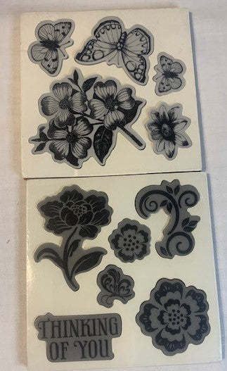 Primary image for Butterfly & Flower Thinking of you rubber stamp set