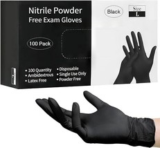 Disposable Black Nitrile Gloves 100-1000 Pcs (S/M/L/XL) 5 Mil Latex&amp;Powd... - $469.08 MXN+