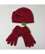 Kate Spade Dorothy Bow Beanie Hat &amp; Glove Set Red NWT No Box  - $41.66 CAD