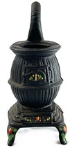 Vintage Cast Iron Potbelly Stove Trinket Box Painted Flowers 5” (Missing... - $14.95