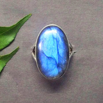925 Sterling Silver Natural Labradorite Ring Handmade Jewelry Gemstone Ring - £34.44 GBP