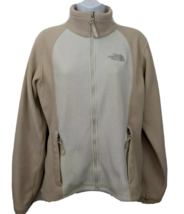 The North Face Jacket Size M Womens Beige White Embroidered Fleece Logo - $29.65