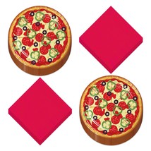 Pizza Party Supplies - Takeout Box Square Paper Dinner Plates, Round Des... - £10.72 GBP+