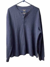 Faded Glory Mens Size XL 3 Button Blue Thermal Waffle Knit  Henley Shirt Warm - £8.91 GBP