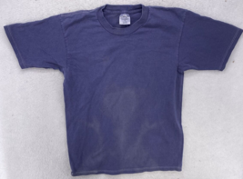FL Robinson T-Shirt Medium Blue Blank Tee Canada Made 90&#39;s Vintage Heavy... - £10.10 GBP