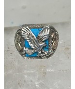 Black Hills Gold  ring Eagle band leaves turquoise size 11 sterling silv... - $254.55 CAD