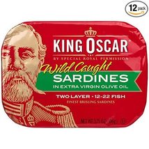 King Oscar Sardines Extra Virgin Olive Oil, 3.75-Ounce Cans (Pack of 12) - £32.07 GBP