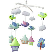 Colorful Birds House Trees Handmade Baby Musical Crib Mobile Boys Girls Nursery  - £67.75 GBP