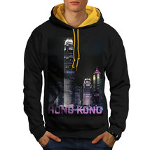 Wellcoda Hong Kong Night Fashion Mens Contrast Hoodie, China Casual Jumper - £31.46 GBP