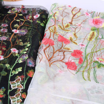 Embroidery Flower Mesh Lace Fabric DIY Costume Crafts Table Curtain Clothing  - £13.58 GBP