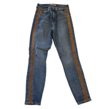 7 For All Mankind Womens Gold Shimmer Stripe High Waist Ankle Skinny Jea... - $26.79