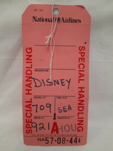 Primary image for Vintage Special Handling National Airlines Luggage Baggage Paper Tag 57-08-44 