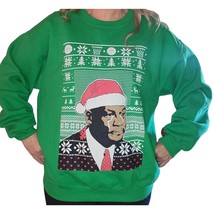 Michael J Crying Meme Christmas Sweatshirt Crew Neck Men’s L Gildan Green - £25.74 GBP
