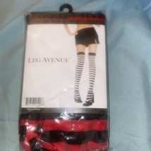 Leg Avenue Women’s Thigh High Tights Red &amp; Black Stripes New NIP - £4.05 GBP