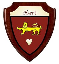 Hart Irish Coat of Arms Shield Plaque - Rosewood Finish - £34.25 GBP