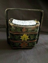 Antique Chinese Food Container Oblong Box Laquered  Blue White Porcelain... - $115.00