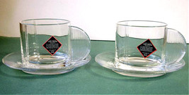 Riedel Cappuccino 2 Cups &amp; 2 Saucers Art Deco Tyrol Crystal New No Box - £51.35 GBP