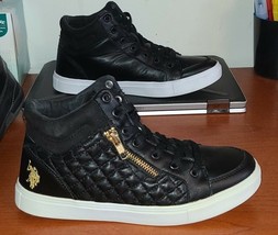 US Polo Assn Women’s Blk Zippered Lace-Up Sneakers Sz. 6.5 Quilted. - $26.71