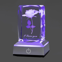 3D Rose Crystal Multicolor Nightlight - I Love You Decolamp - Perfect Valentines - £42.19 GBP