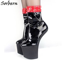 Unk style heelless women boots no heel horse heels thick platform drag queen shoes with thumb200