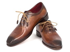 New Men&#39;s Dark Brown Color Burnished Brogue Toe Oxford Genuine Leather Shoes 201 - £115.45 GBP