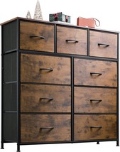 Wlive Fabric Dresser For Bedroom With 9 Drawers, Tall Chest Of Drawers, Storage - £83.12 GBP