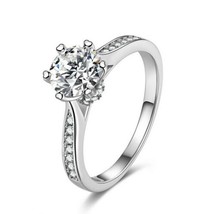 2CT Certified LC Moissanite Wedding Engagement Women&#39;s Ring Sterling Silver Xmas - £97.93 GBP