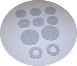 10 Used LEGO 4 x 4 - 6 x 6 Medium Stone Round Plates  60474 - 11213 - 28620 - £7.43 GBP