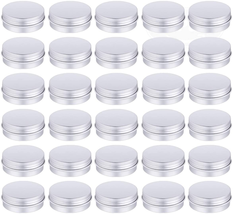 30 Pack Tin Cans Screw Top Round Metal Lip Balm Tins Containers With Lid... - £16.40 GBP