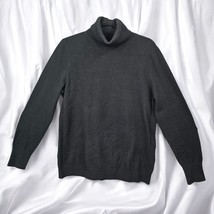 Banana Republic Sweater Womens Large Black Fine Merino Wool Blend Turtleneck - $26.17