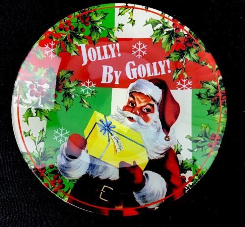 Department 56 Enesco Jolly Santa Claus Christmas Holiday Cookie Plate Glass  - $30.73