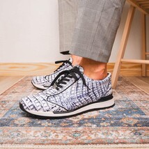 Alonzo Genuine Caiman Crocodile Fashion Sneaker Newspaper image 9