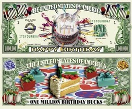 ✅ Happy Birthday Pack of 100 Party Favor Decor Novelty 1 Million Dollar Bills ✅ - £19.73 GBP