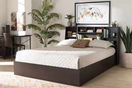 Viola Dark Brown Queen Size Platform Storage Bed w/Shelves - $11,131.21 MXN