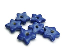 6Pc Artisan Star Clay Beads For Jewelry Making, Macrame and Crafts, Ceramic Bead - £17.33 GBP+