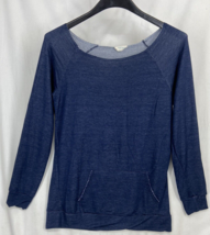 Corner Clothing Size L Women&#39;s Blue Raw Round Neck Long Sleeve Sweater Top - $10.44