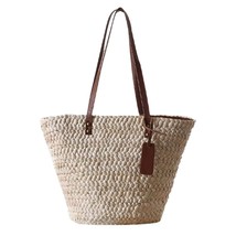 Straw Bags Women Handmade Woven Basket Tote Summer Boho Beach Holiday Travel Fem - £40.92 GBP