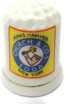 Arm &amp; Hammer Church &amp; Co&#39;s Soda New York Vtg Porcelain Thimble Gold Trim... - £9.34 GBP